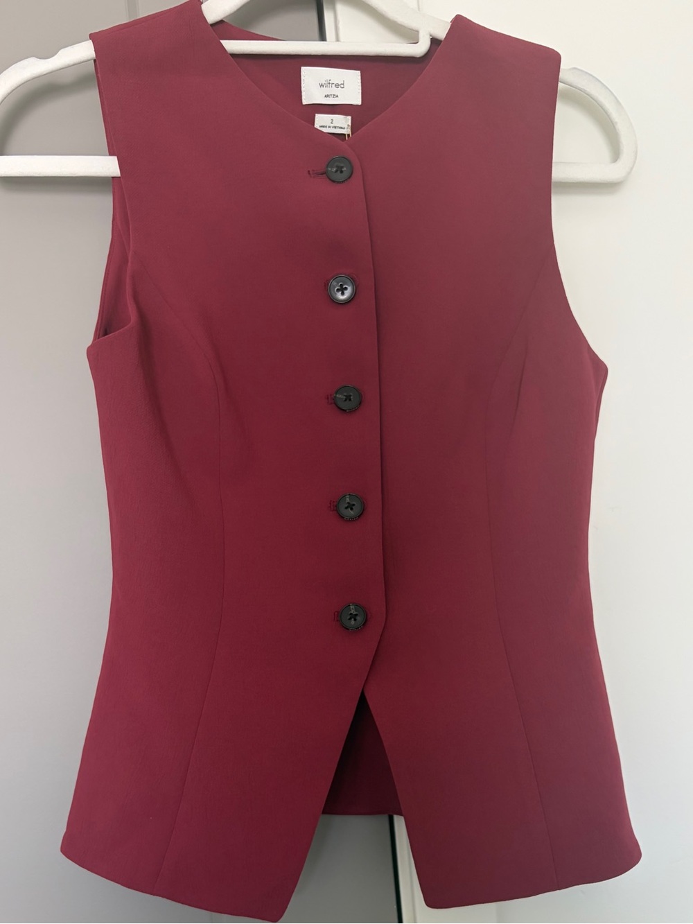 NWT Artizia Wilfred Regal Vest in Cordovan Size 2